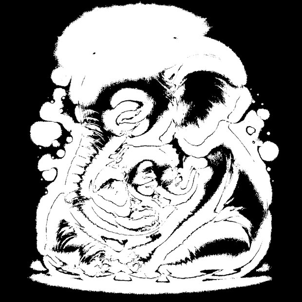 Change mask: white where pixels differ, showing the whole elephant, not only the halo
