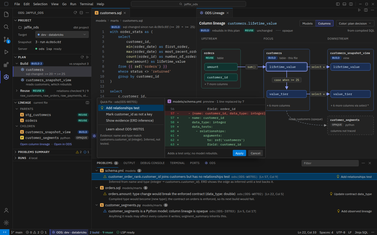 Lineage and quick fix