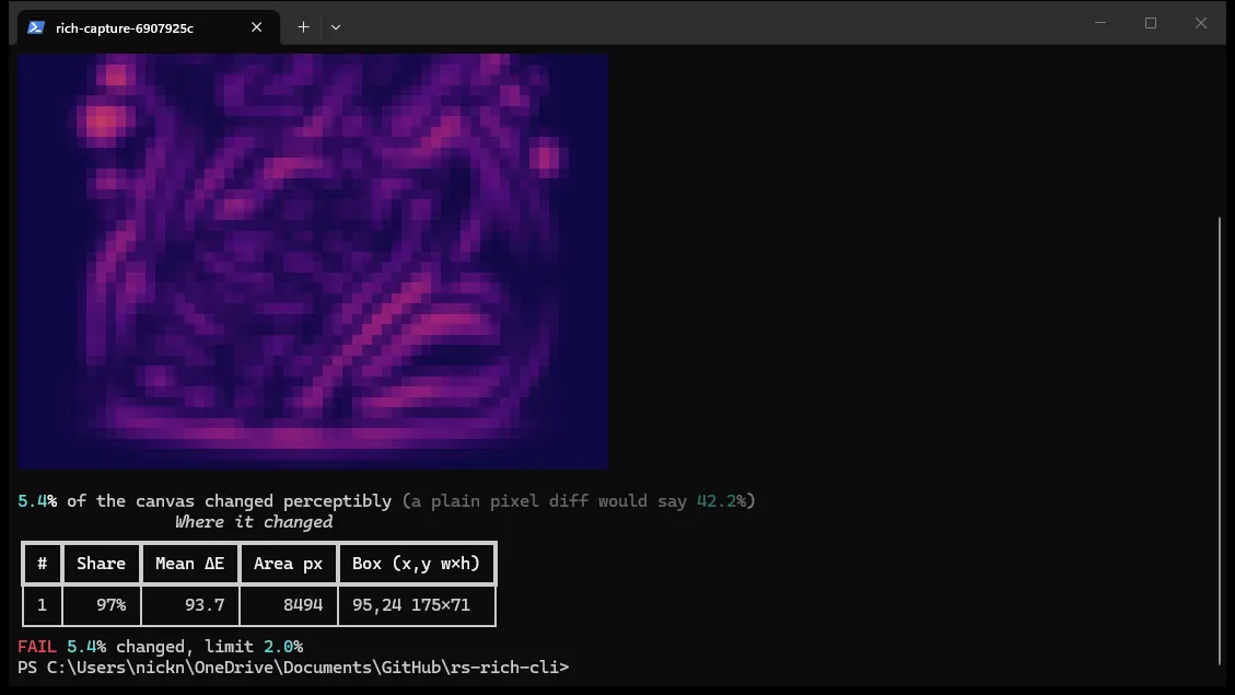 the same diff rendered with half-block characters