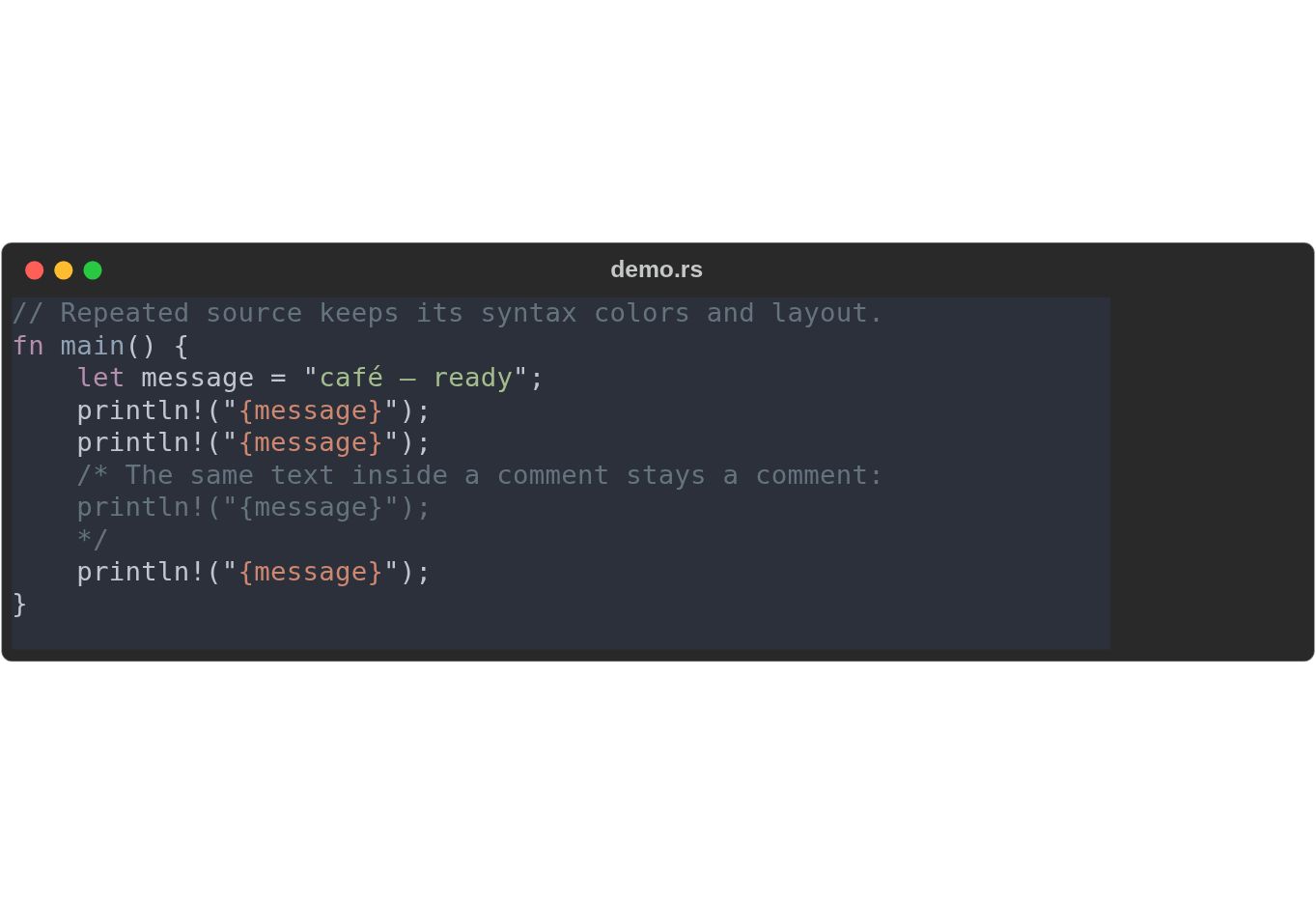 Syntax colors and comment context in the CLI