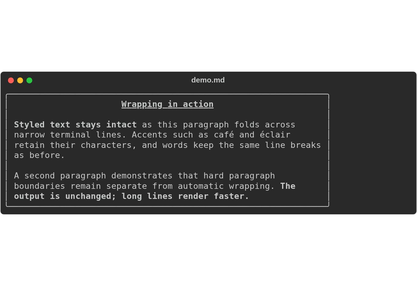 Styled Markdown wrapping in the CLI