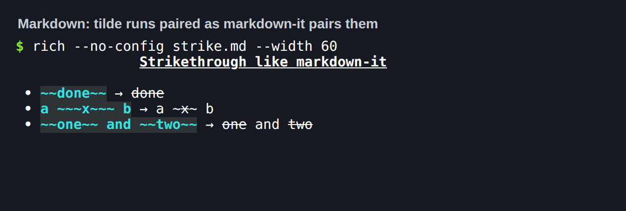 Markdown strikethrough paired as markdown-it pairs it