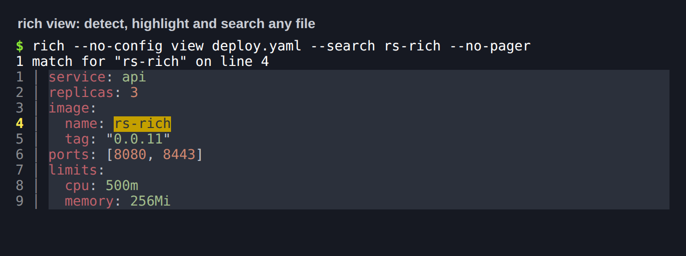 rich view with search