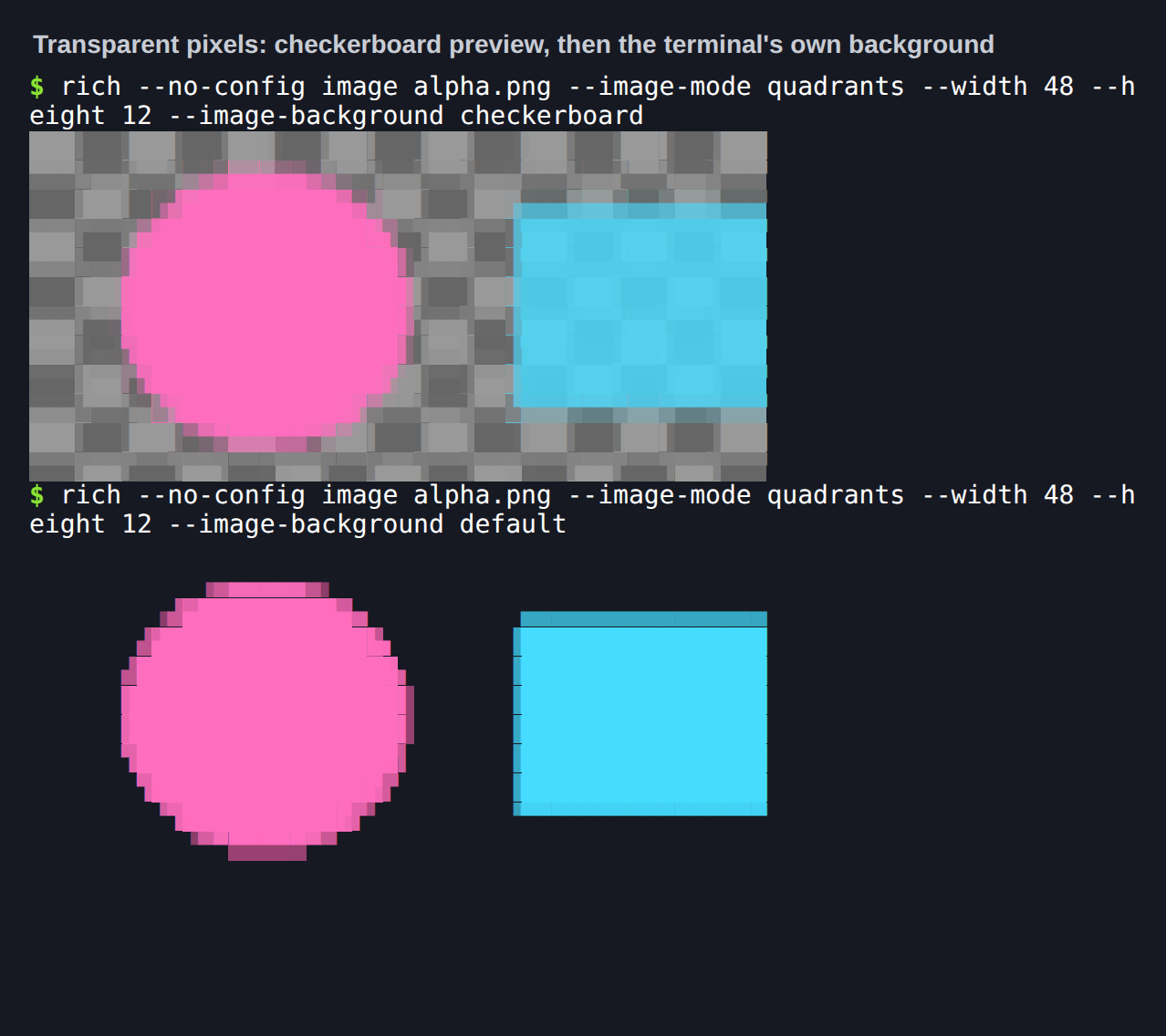 Checkerboard and terminal-default alpha backgrounds