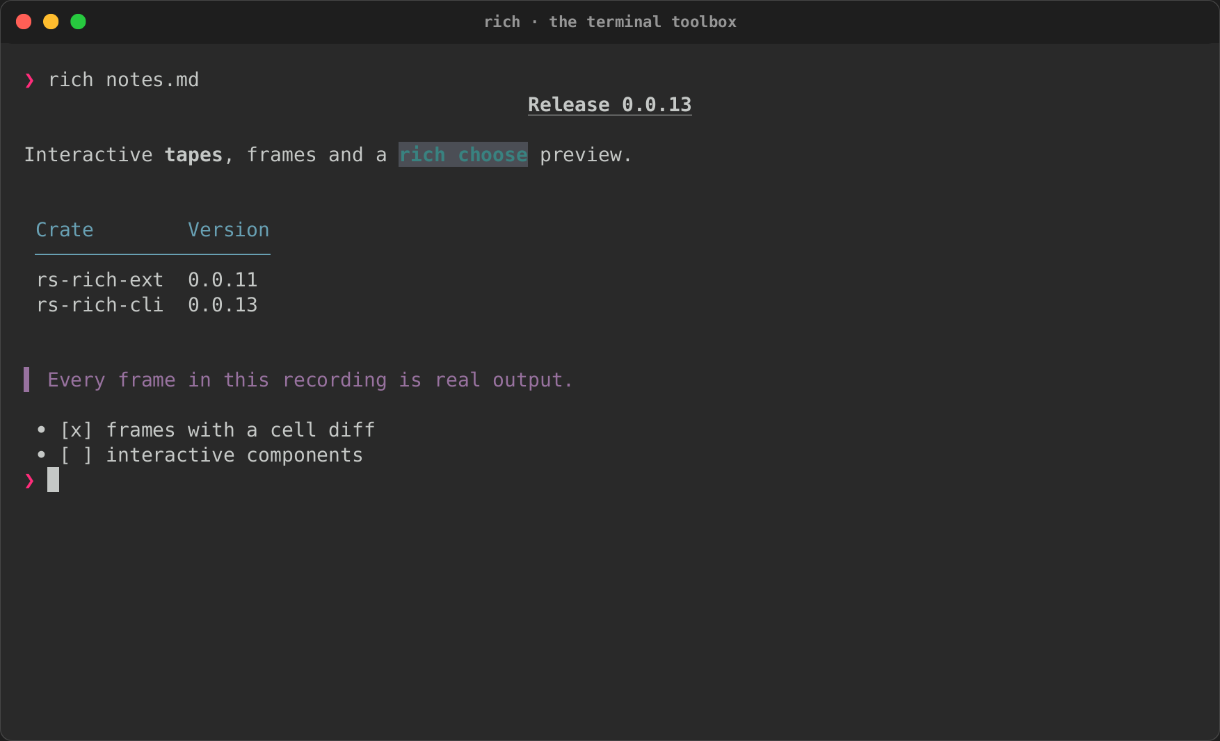 Markdown rendered by rich