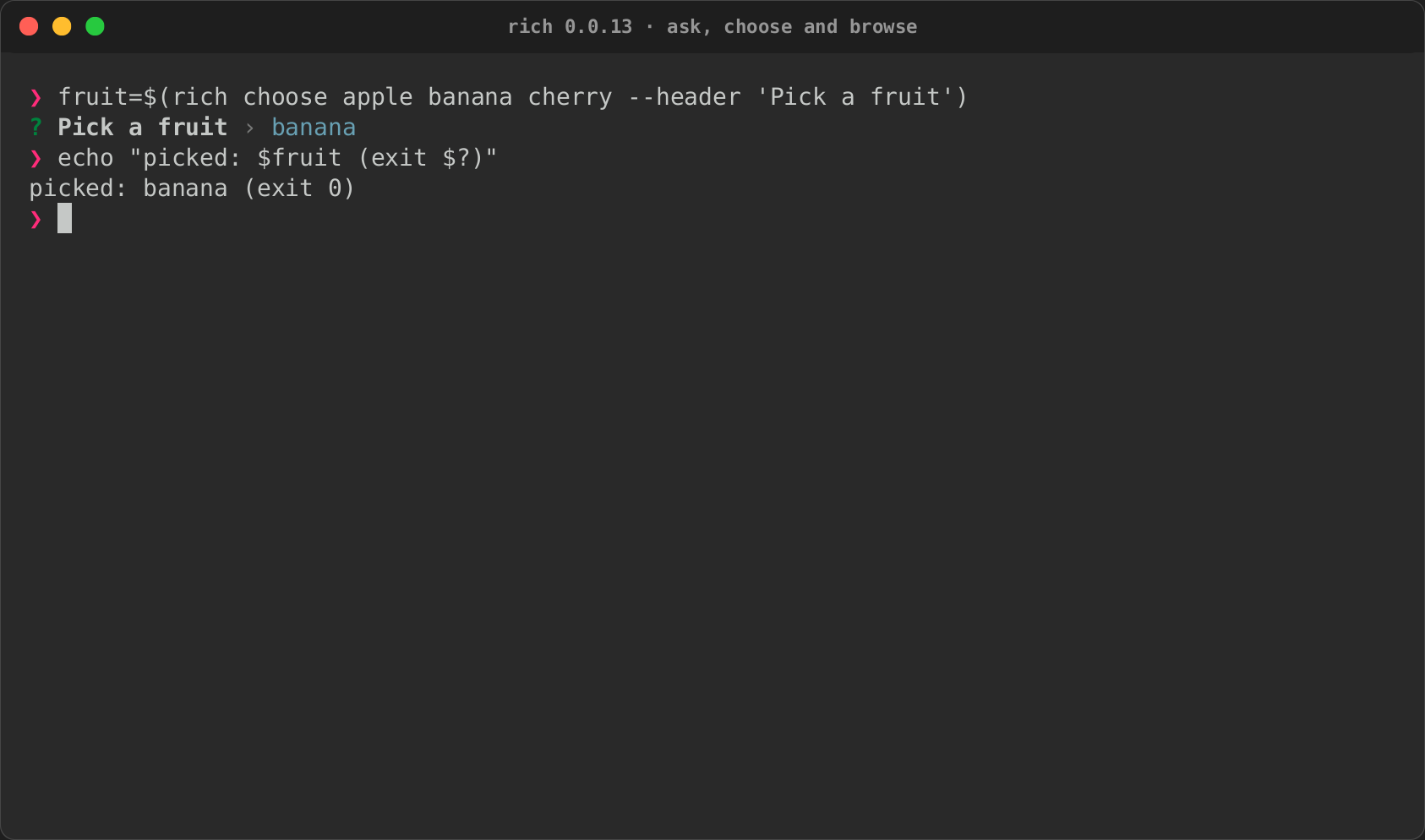The answer, back in the shell with exit 0