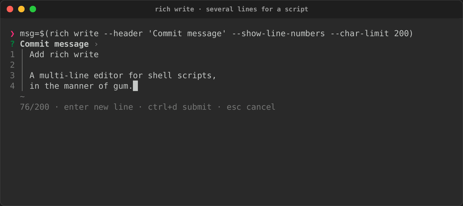 Several lines typed